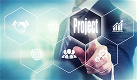 finger pointing to an octagon that says project 