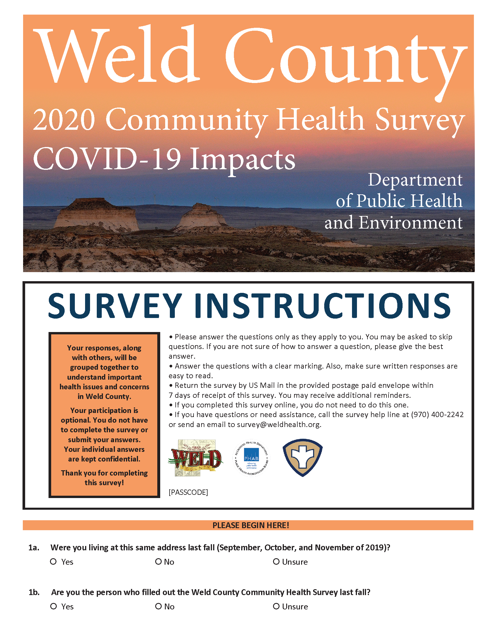 2020 Supplemental COVID Survey Cover Page