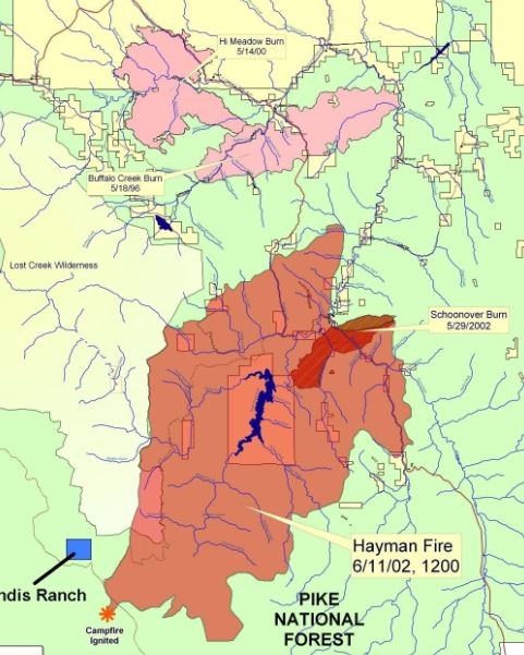 2002 Hayman Fire map