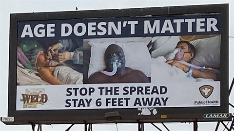 COVID-19 billboard with an 