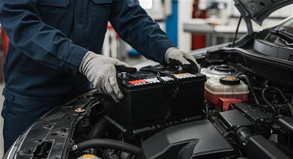 mechanic changing battery