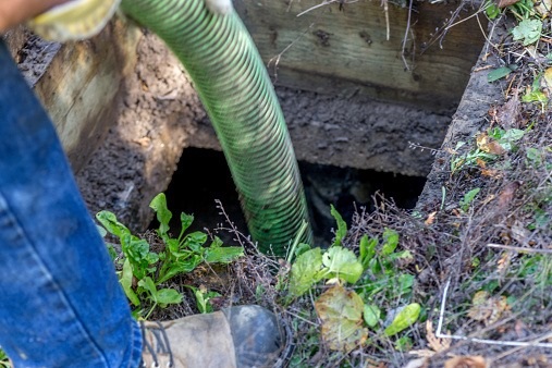 Septic tank being pumped