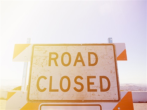 A road closed sign