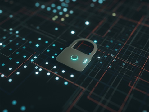 A padlock emblem on a data sever.