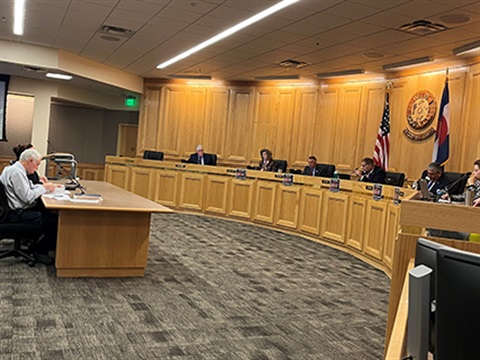 Don Warden and Jennifer Oftelie presenting the 2023 budget.