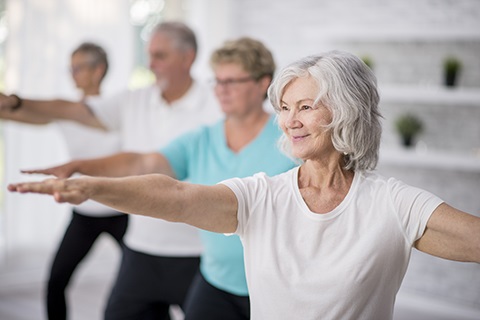 Older adults participating in an exercise class.