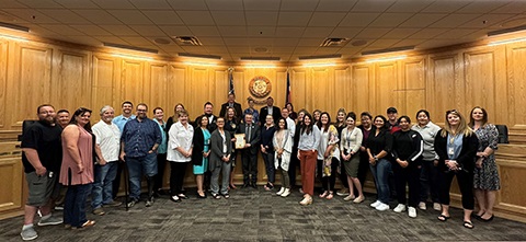 Weld County Foster Care staff with board of commissioners