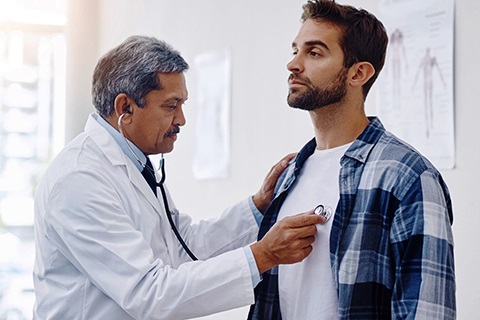 Man at doctor checkup