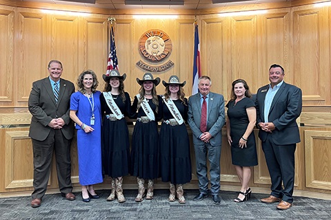 Fair royalty court with Weld County Board of Commissioners