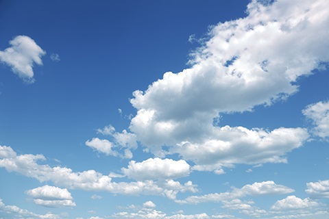 Blue sky with white clouds.