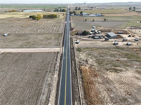 An aerial view of Weld County Road 22.