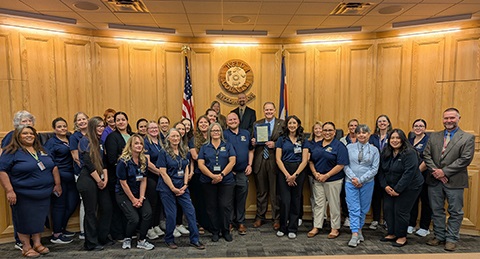 Weld County nurses with the board of commissioners.