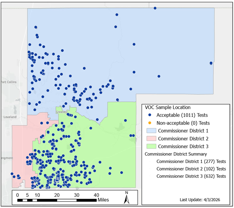 VOC well water testing map